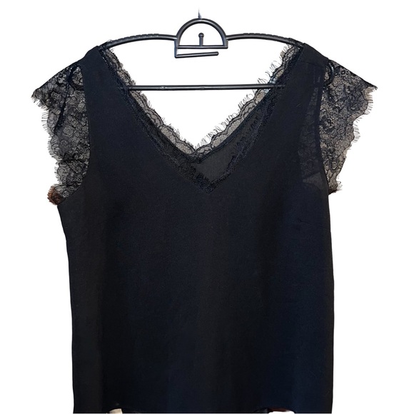 V Neck Eyelash Lace Sleeveless Tank Top Camisole - Picture 2 of 5